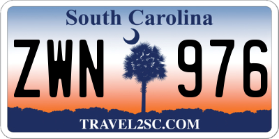 SC license plate ZWN976
