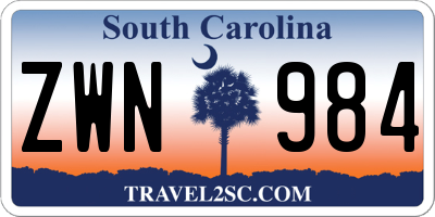 SC license plate ZWN984