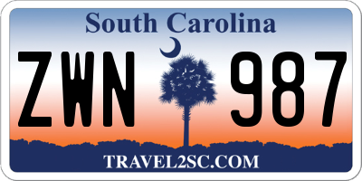 SC license plate ZWN987