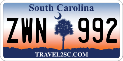 SC license plate ZWN992
