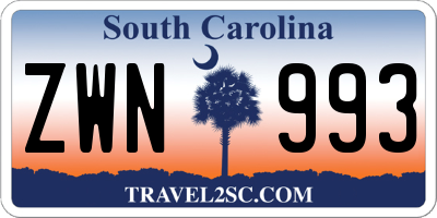 SC license plate ZWN993