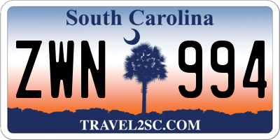 SC license plate ZWN994