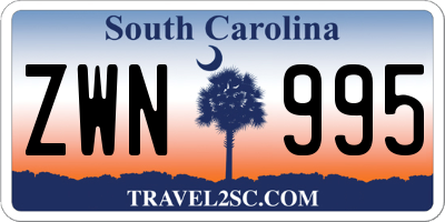 SC license plate ZWN995