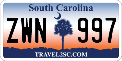 SC license plate ZWN997