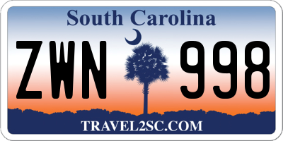SC license plate ZWN998