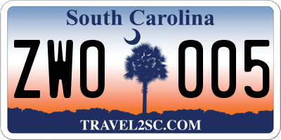 SC license plate ZWO005