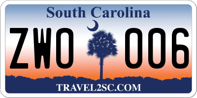 SC license plate ZWO006