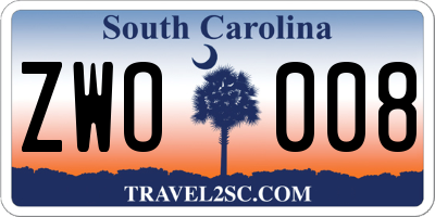 SC license plate ZWO008