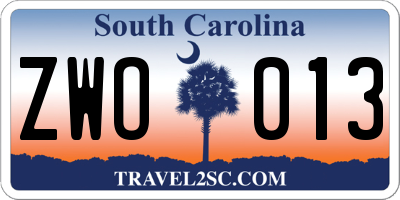 SC license plate ZWO013