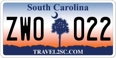SC license plate ZWO022