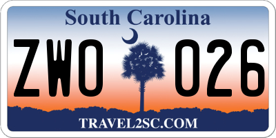 SC license plate ZWO026