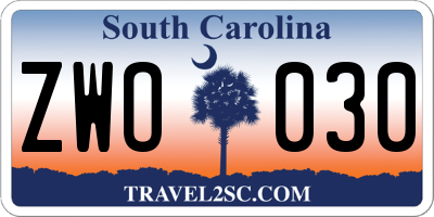 SC license plate ZWO030