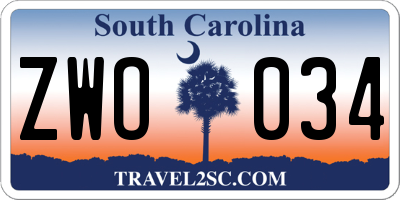 SC license plate ZWO034