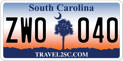 SC license plate ZWO040