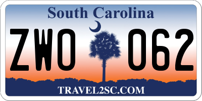 SC license plate ZWO062