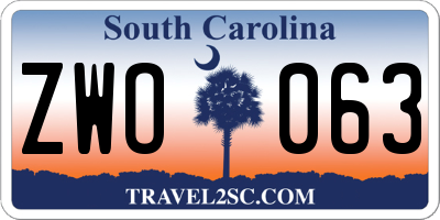 SC license plate ZWO063