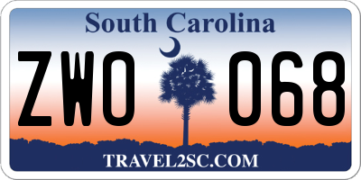 SC license plate ZWO068