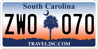 SC license plate ZWO070