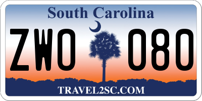 SC license plate ZWO080