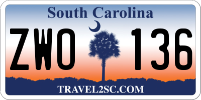 SC license plate ZWO136