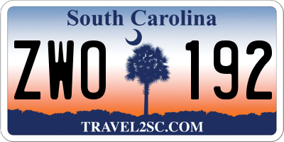 SC license plate ZWO192
