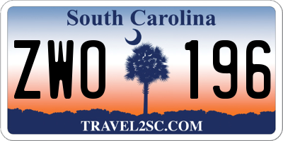 SC license plate ZWO196