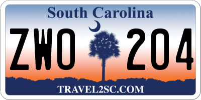 SC license plate ZWO204