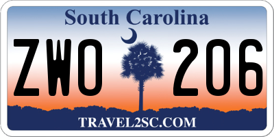 SC license plate ZWO206