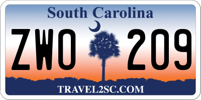 SC license plate ZWO209