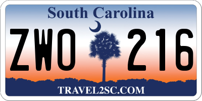SC license plate ZWO216