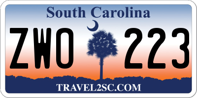 SC license plate ZWO223
