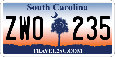 SC license plate ZWO235