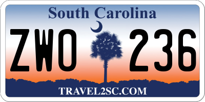SC license plate ZWO236