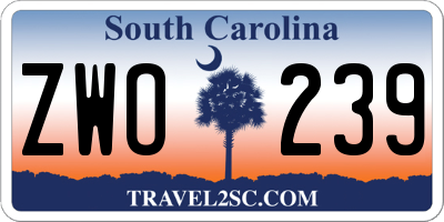 SC license plate ZWO239