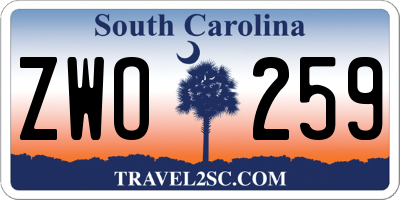 SC license plate ZWO259