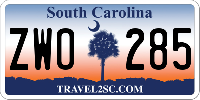 SC license plate ZWO285