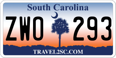 SC license plate ZWO293