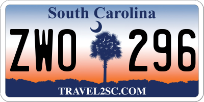 SC license plate ZWO296