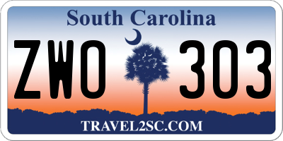 SC license plate ZWO303