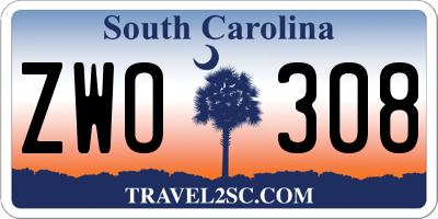 SC license plate ZWO308