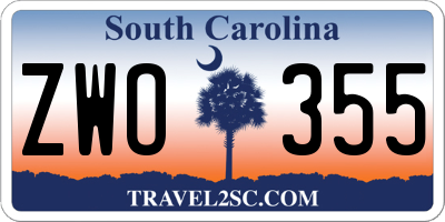 SC license plate ZWO355