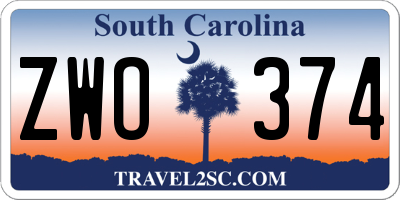 SC license plate ZWO374