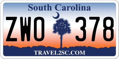 SC license plate ZWO378