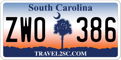 SC license plate ZWO386