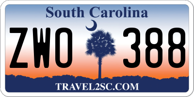 SC license plate ZWO388
