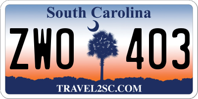 SC license plate ZWO403