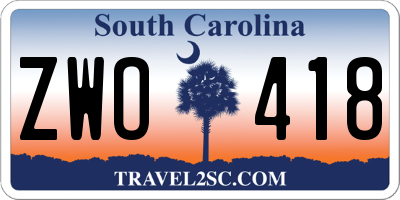SC license plate ZWO418