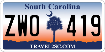 SC license plate ZWO419