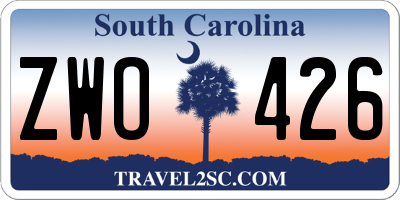 SC license plate ZWO426