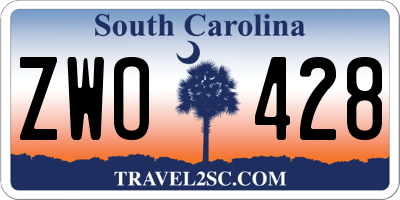 SC license plate ZWO428